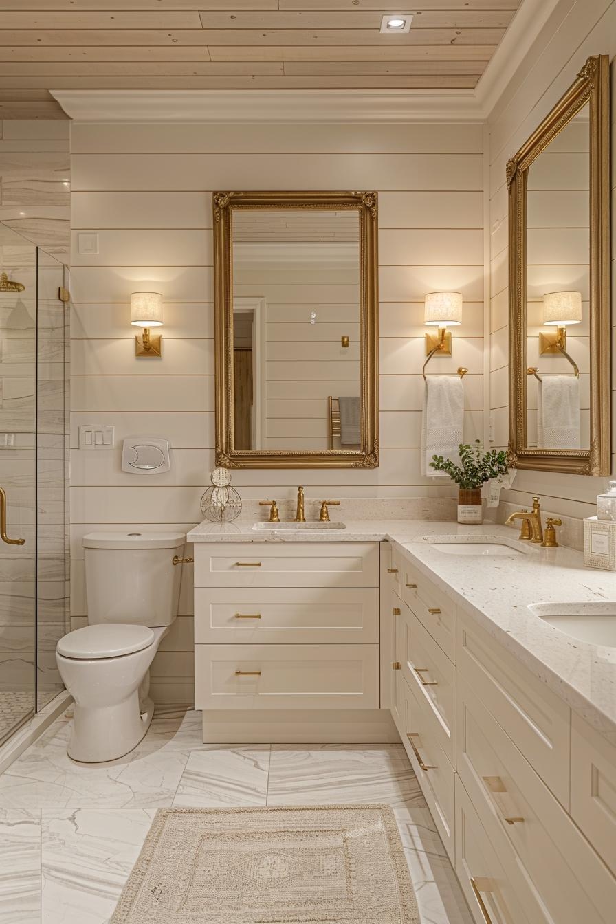 15 beautiful Shiplap bathroom styles to impress your guests 24 11. Golden luxury bathroom makeover-1