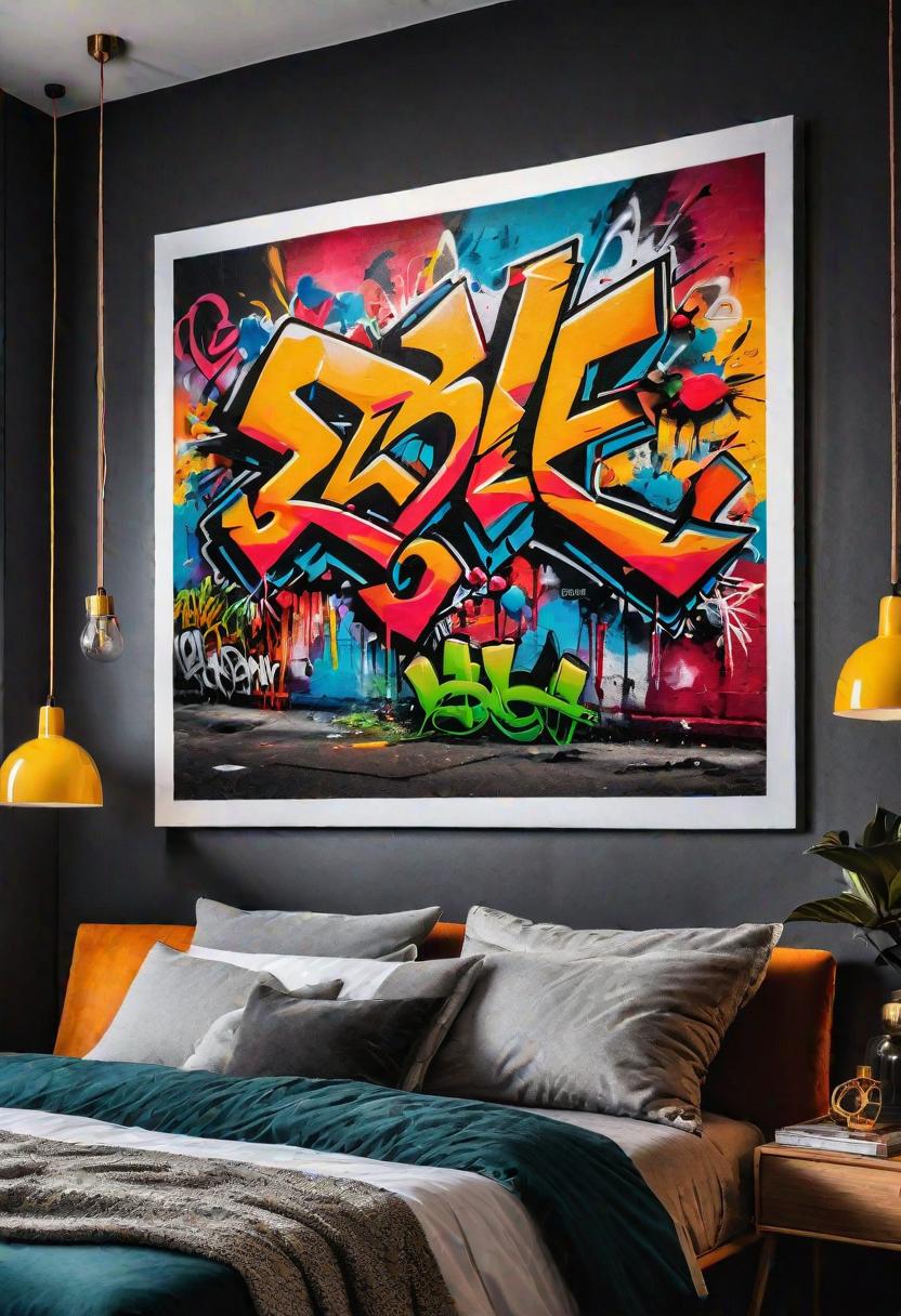 61 Inspiring Bedroom Wall Decor Ideas: Transform Your Space into a Dreamy Retreat 33 31. Graffiti Canvas Inspiration-0