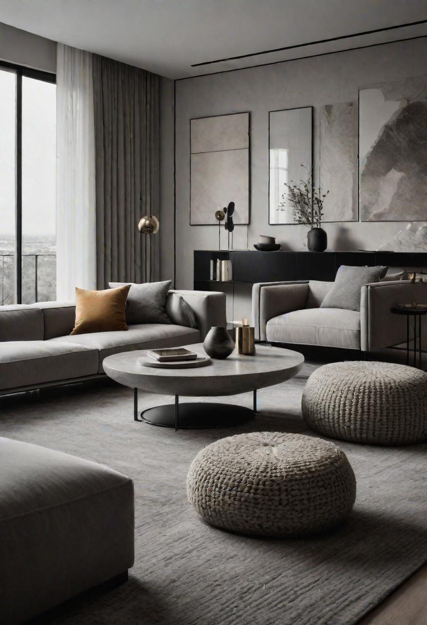 43 Modern Living Room Inspirations: Chic, Spacious, and Vibrant 6 4. Gray Monochrome Textured Living Room-0