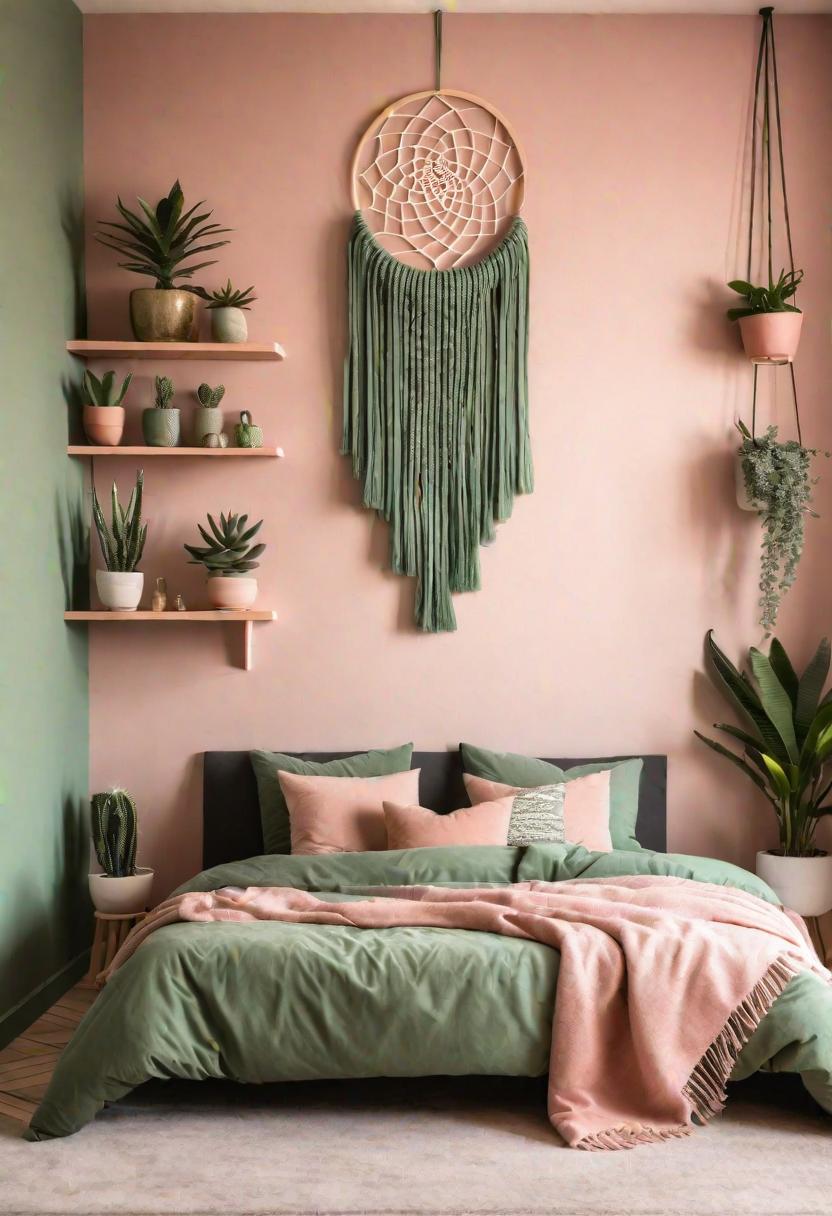 30 Chic Sage Green and Blush Bedroom Ideas 5 1. Green & Blush Wall Decor-2