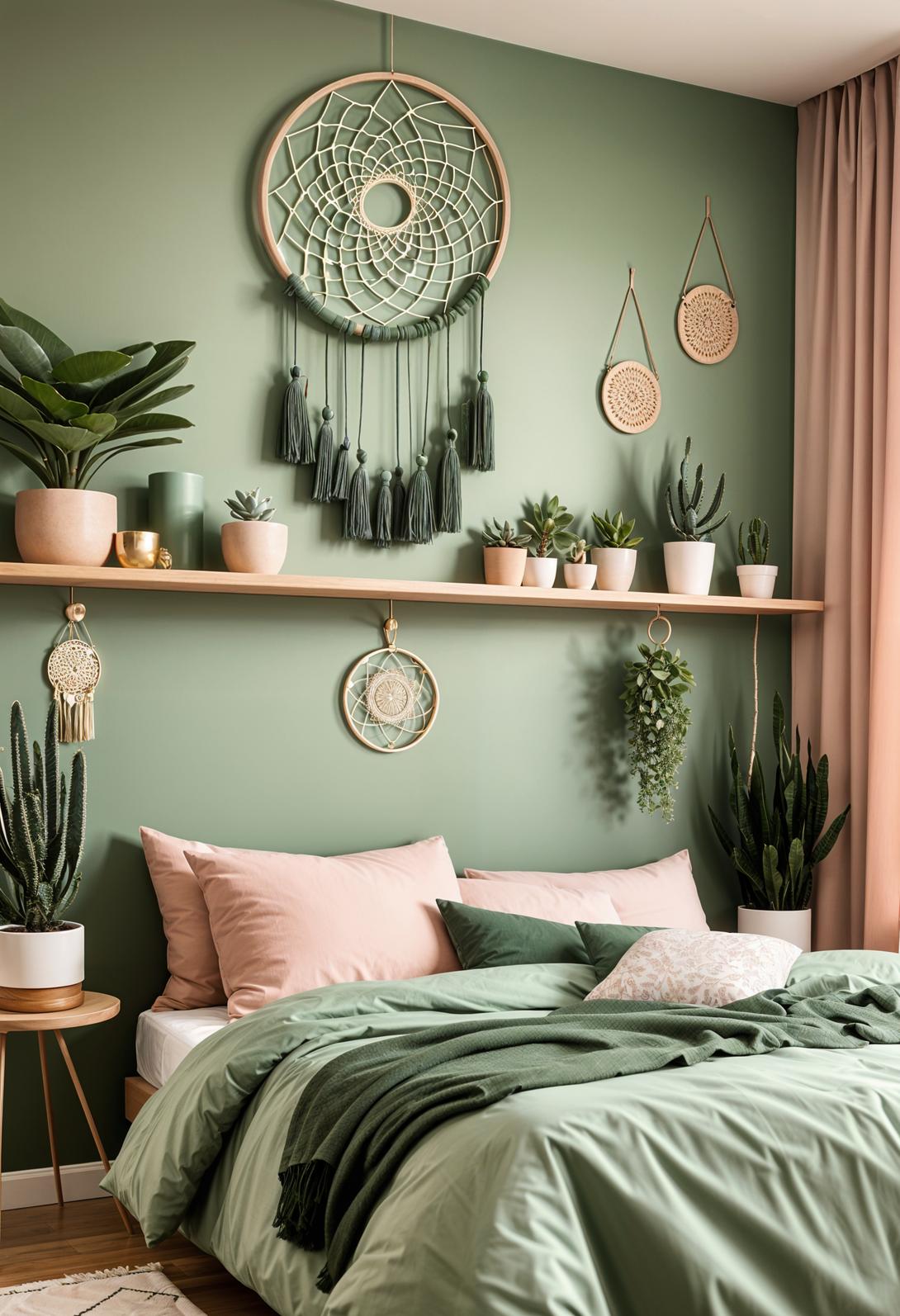 30 Chic Sage Green and Blush Bedroom Ideas 6 1. Green & Blush Wall Decor-3