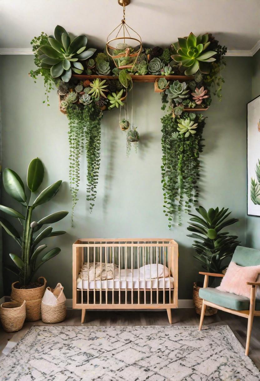 33 Enchanting Girl Nursery Ideas: Chic Decor for Her First Room 23 17. Green Succulent Nursery Decor-0