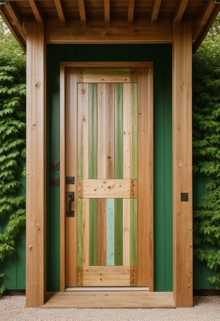 29 Stunning Wooden Door Designs for Main Entrances 40 18. Green Upcycled Wooden Door Designs-0