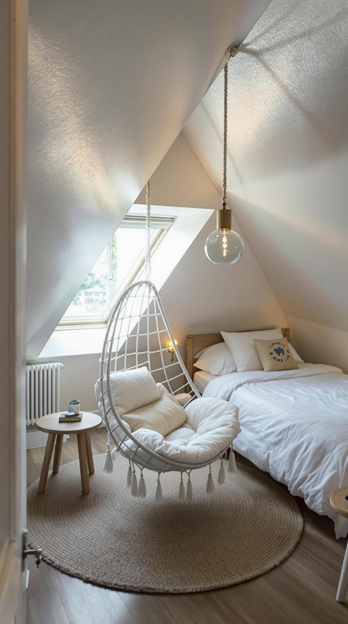 15 Genius Small attic bedroom ideas to maximize the room 26 9. Hanging chair zen zone: install a hanging chair for a cozy retreat