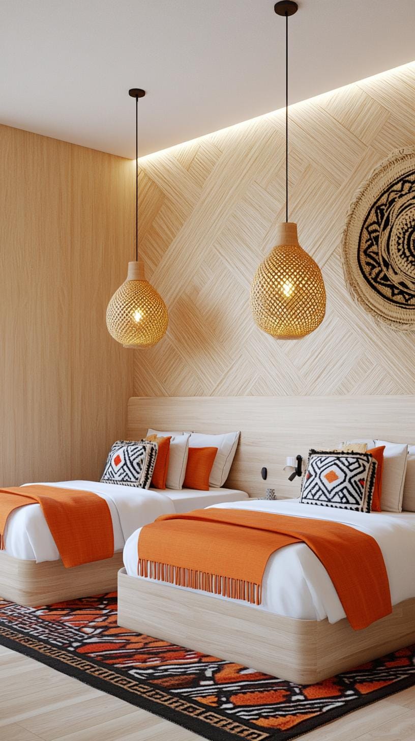 23 Modern Boho bedroom ideas that you will love immediately 8 2 .. Hanging woven trailer lights over Betten-1