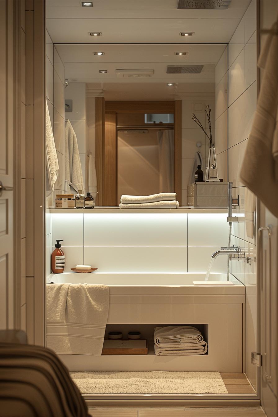 15 genius small bathroom solutions that you have to see! 10 6. Hidden Bath Storage Panel-1