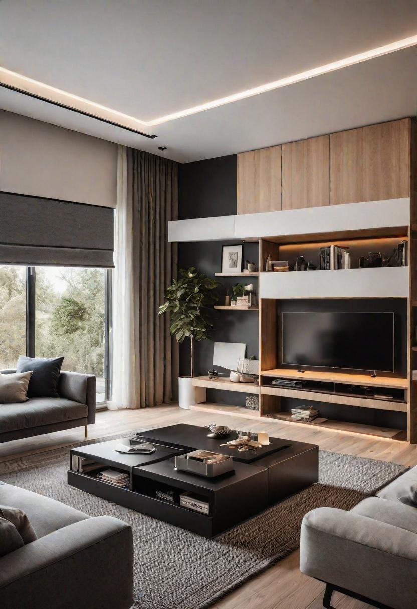 43 Modern Living Room Inspirations: Chic, Spacious, and Vibrant 32 30. Hidden Bed & Office Combo-0