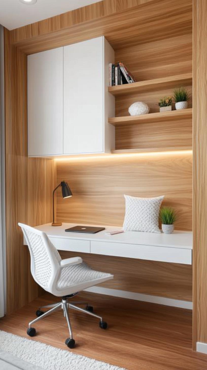 20 new minimalist bedroom ideas to inspire their 2025 refreshment 59 59 18. Hidden functionality: Example of the desk in the wall to get a clear environment 1