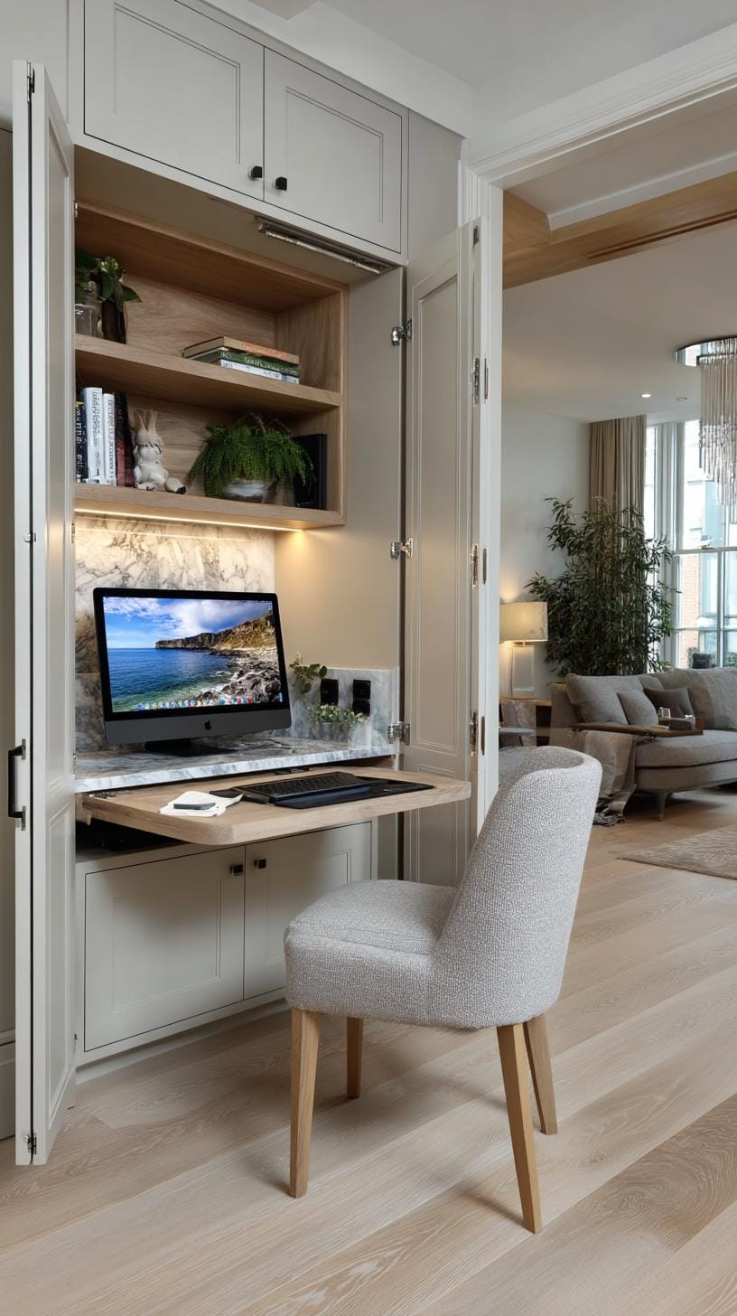 21 clever small office ideas for home and work areas 29 10. Hidden office in the wardrobe with extract desk-0