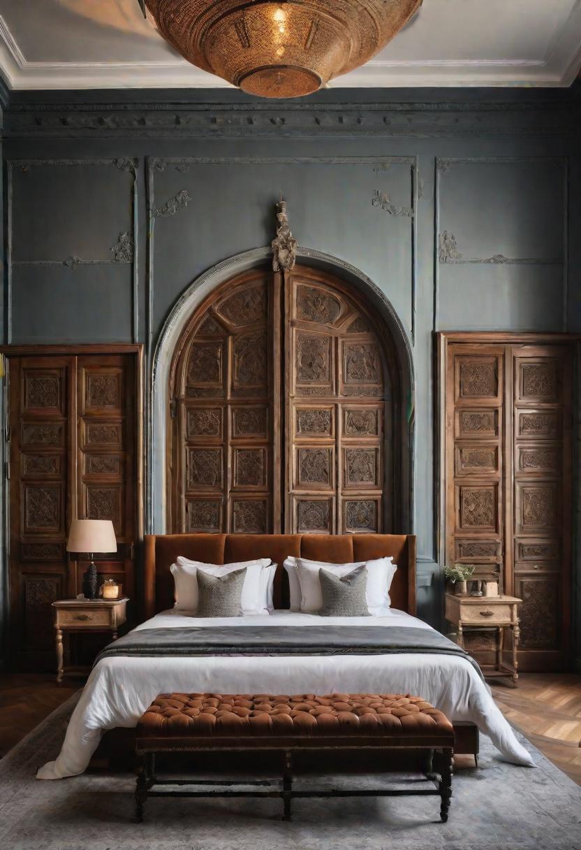 35 Stunning Bedroom Accent Walls for a Cozy Makeover 68 34. Historical Headboard Statement-1