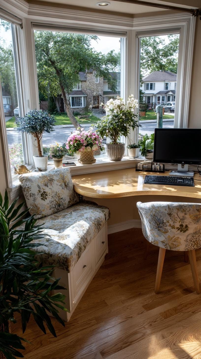 31 Home Office Ideas to Upgrade Your Work From Home Setup 53 18. Home office in a bay window alcove-2