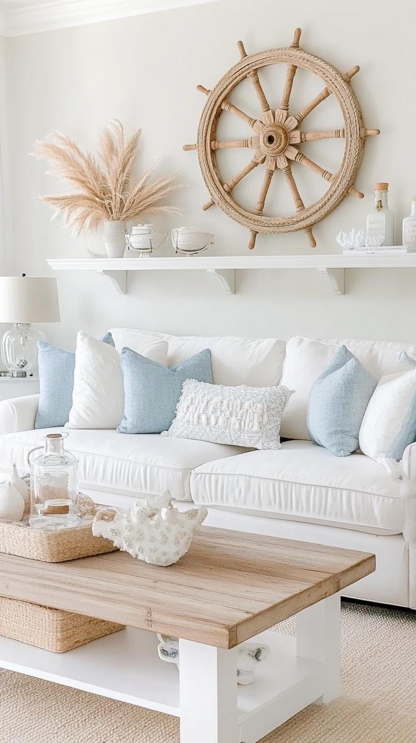 20 unique coastal farmhouse living room ideas, the 24 wow 24 7. Integrate vintage nautical artifacts as a decor to deepen the Küstenthema-1
