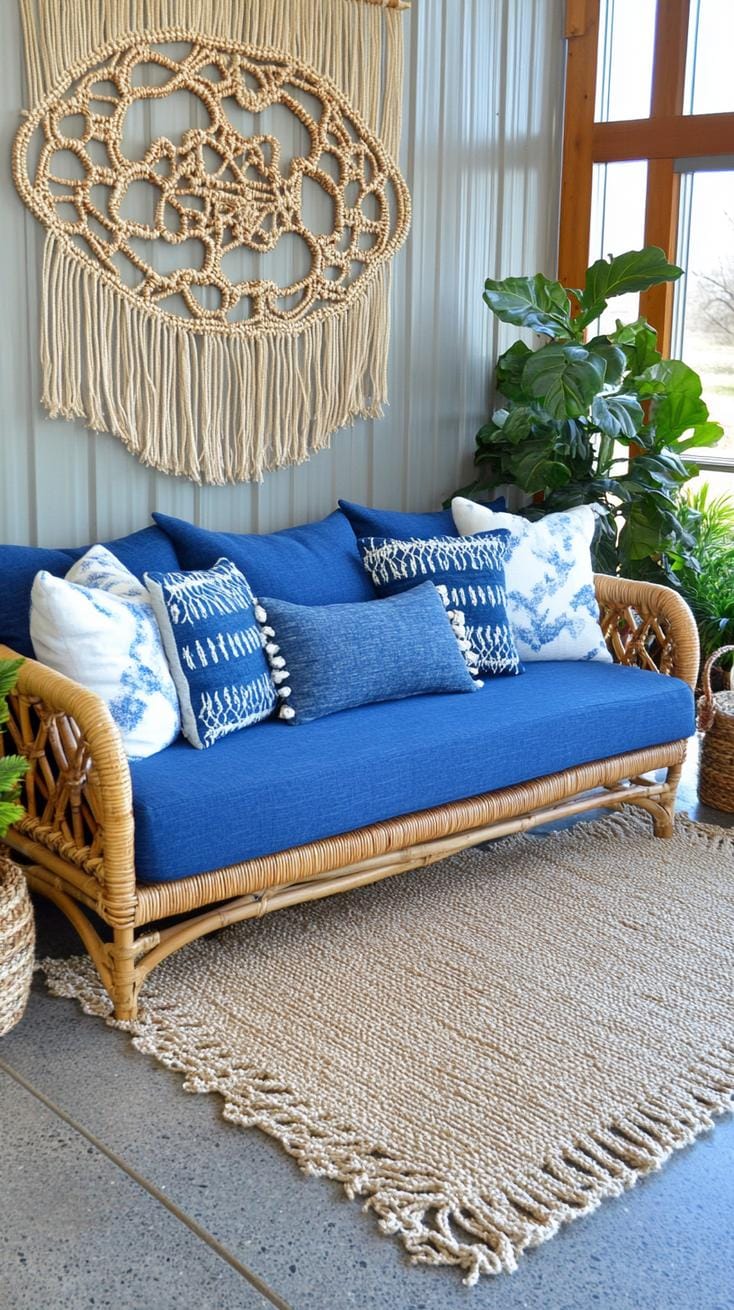 21 Best Blue Boho bedroom ideas to inspire you 6 1. Indigo dreams: a mixture of deep indigo colors with natural wood accents and macramé wall proposals 3