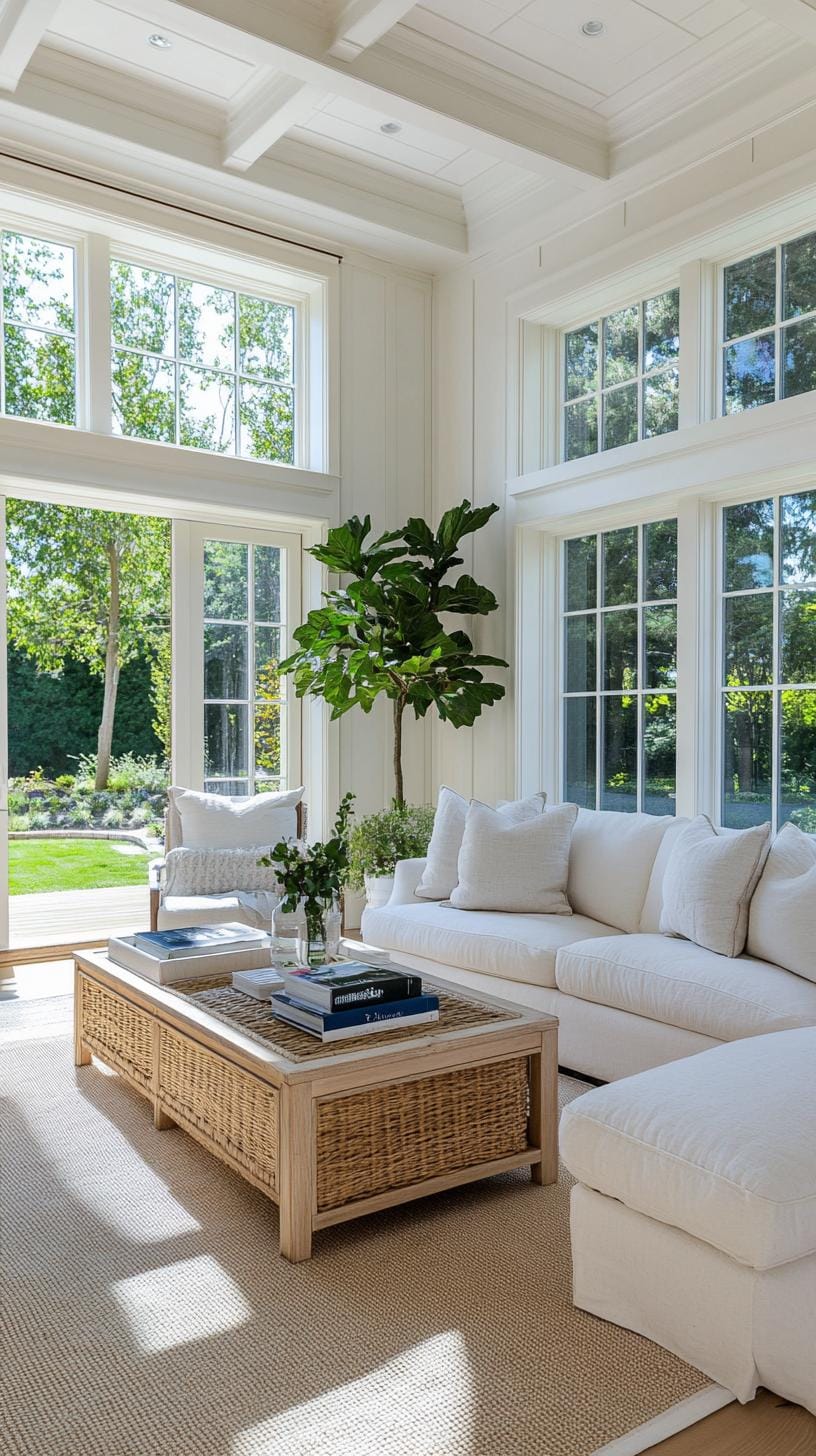 23 Best modern farmhouse living room ideas to inspire you 33 11. Indoor outdoor flow with French doors that are opened to a patio-1