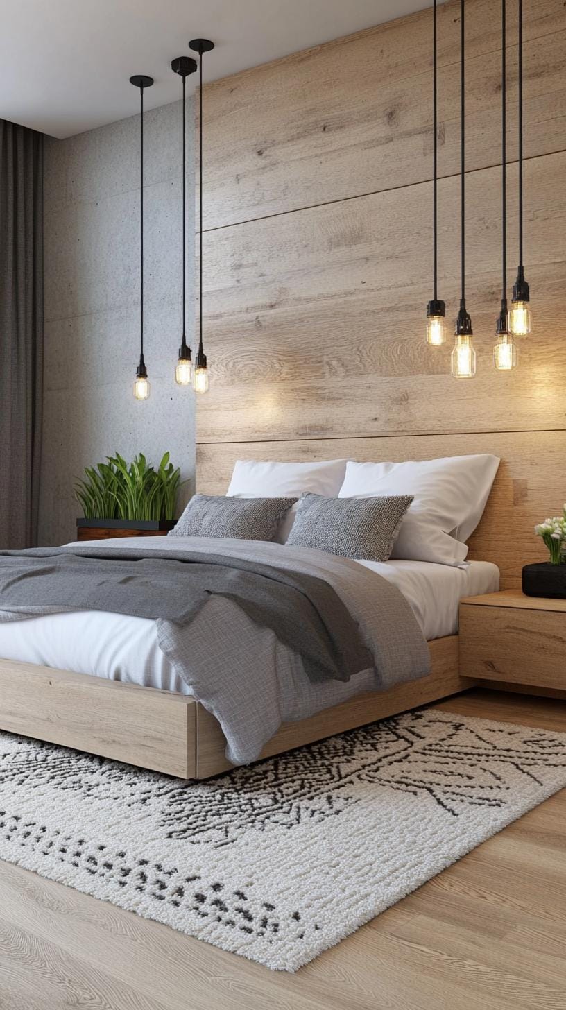 20 new minimalist bedroom ideas to inspire your 2025 refreshment 17 4. Industrial elegance: a few concrete walls with minimalist metal lights and soft textile 3.