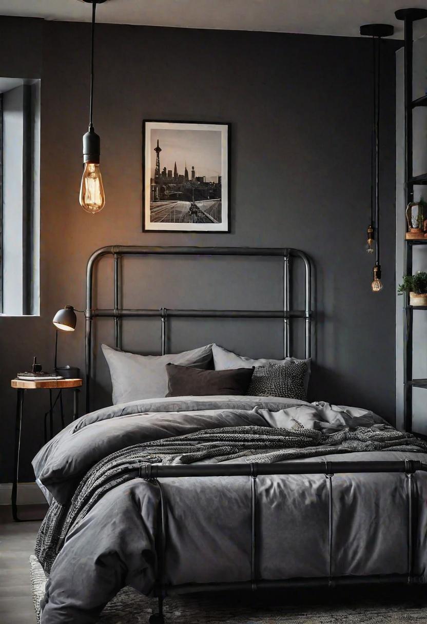 47 Stunning Grey Bedroom Ideas for An Elegant Bedroom Design 48 46. Industrial Grey Bedroom Design-0