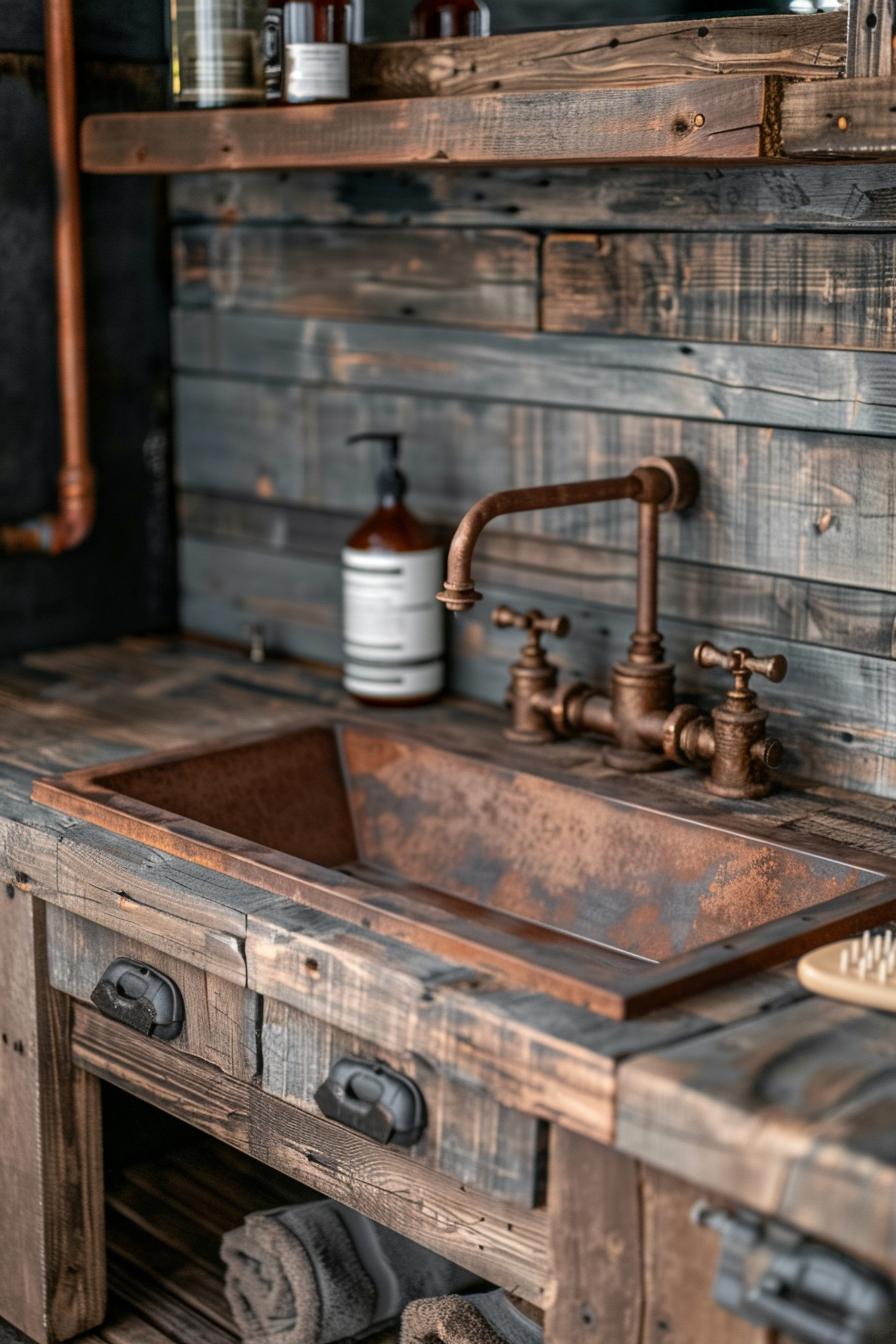 15 beautiful bathroom designs to improve your space 20 8. Industrial Metal Wood washbasin inspiration-0