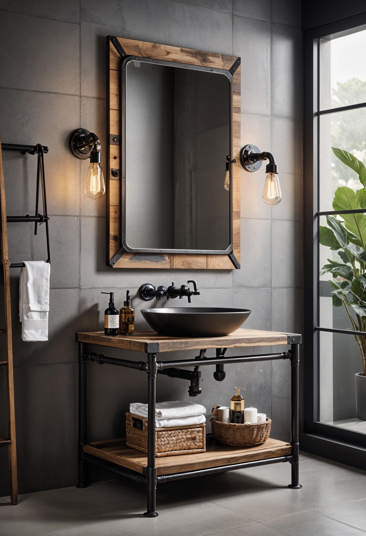 15 beautiful bathroom -leading designs to improve your room 21 8. Industrial Metal Wood washbasin Inspiration-1