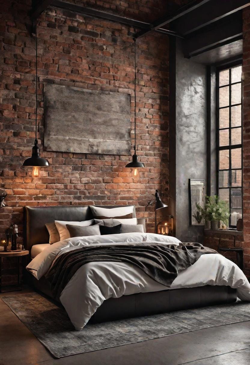 21 modern bedroom ideas for your 2025 makeover 10 2. Industrial chic with exposed brick, metal elements and leather accents 3