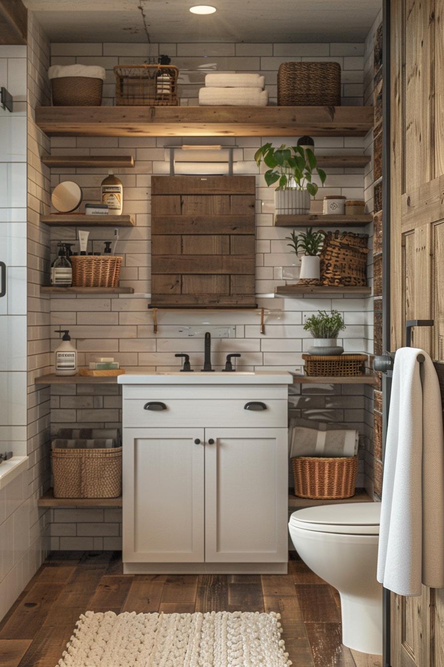 15 Genius & beautiful ideas for bathroom shelves that you have to see 11 5. Innovative hidden cabinet shelf Solution