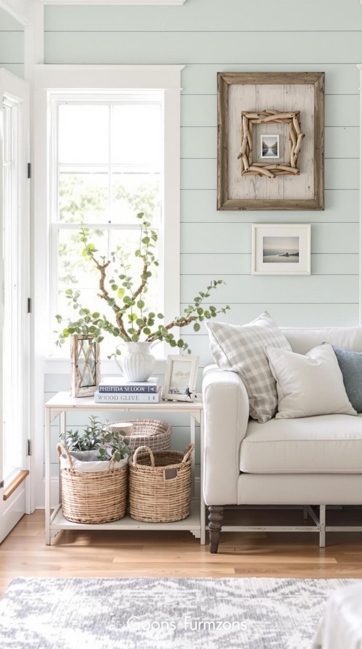 20 unique coastal farmhouse living room ideas, the woW 11 3 .. Integrate Shipap Walls that are painted in Seafoam Green with Driftwood and willow accents 1