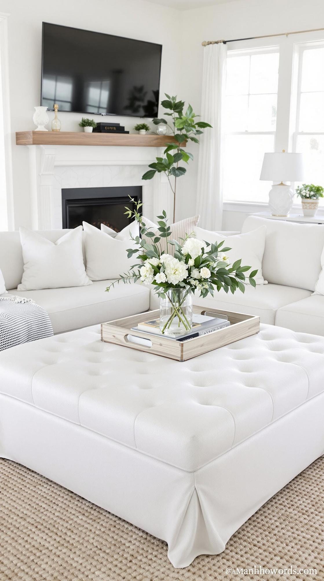 20 unique coastal farmhouse living room ideas, the woW 58 19. Perform a large, tufted linen nodal novels as a table and session option-1