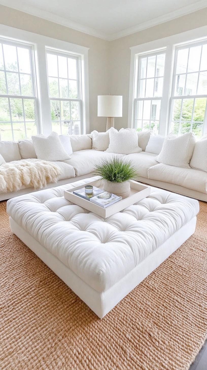 20 unique coastal farmhouse living room ideas, the woW 59 19. Perform a large, tufted linen nodal novels as a table and session option-2