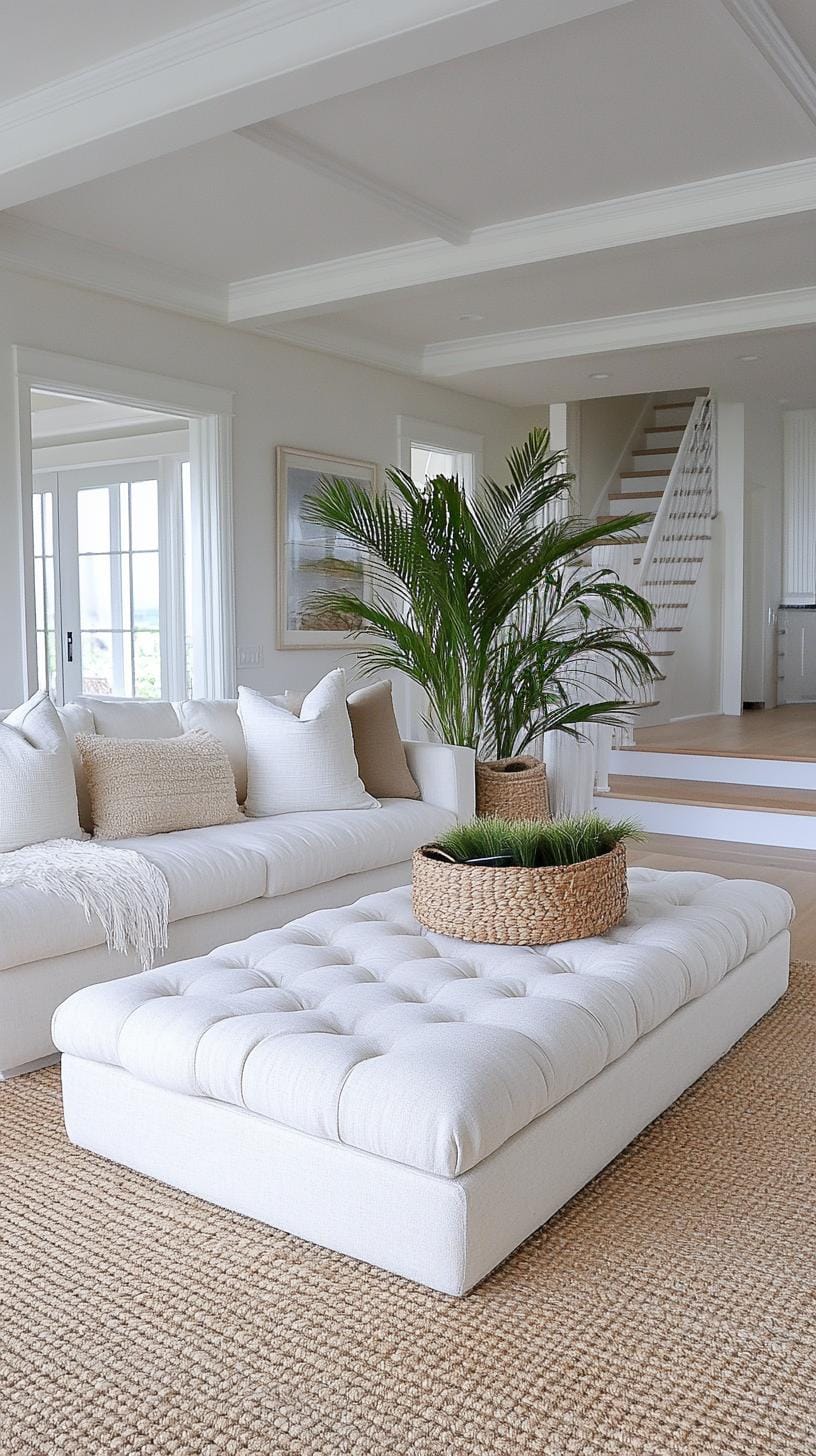 20 unique coastal farmhouse living room ideas, the 60 wow 60 19. Introduction of a large, tufted linenoptoman as a table and session option 3