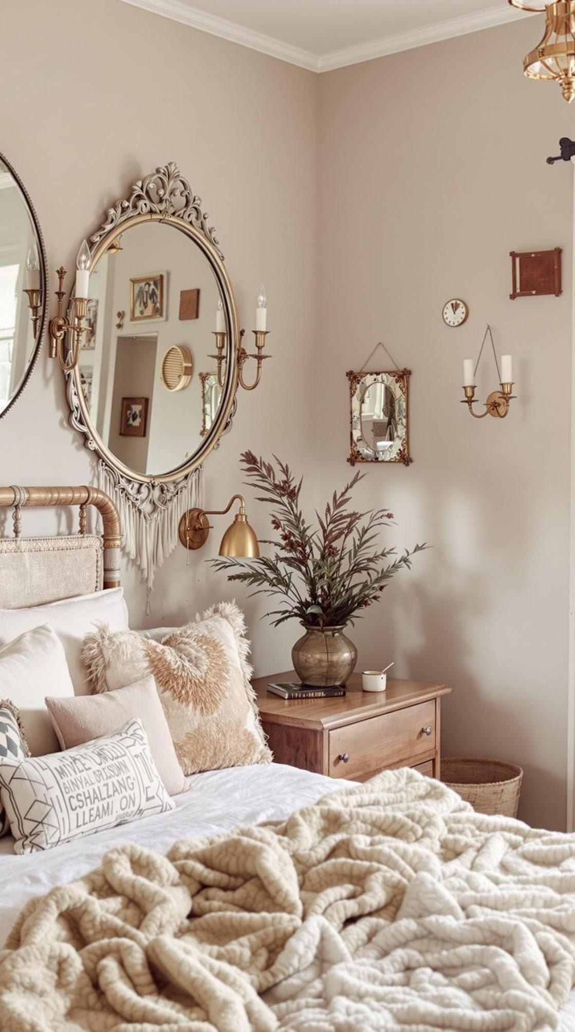 21 Breathtaking Western Boho Bedroom Ideas to inspire you 42 12. Introduction of brass accents through with vintage-inspired mirrors and lights to give a touch of glam-1