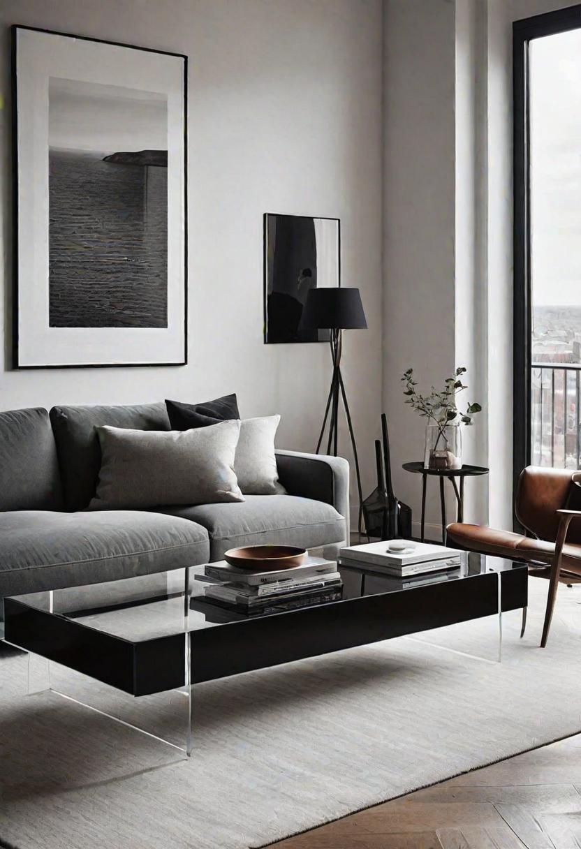 Small Space, Big Impact: 34 Minimalist Living Room Ideas for Every Apartment 24 22. Invisible Acrylic Furniture Solutions-0