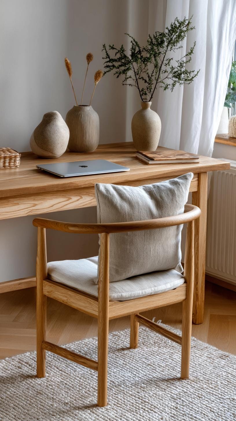 21 clever small office ideas for home and work areas 38 14. Japandi desk setup with soothing earthy tones-0