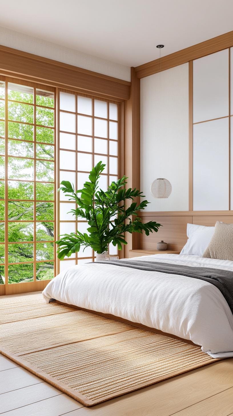 20 new minimalist bedroom ideas to inspire your 2025 refreshment 18 5. Japanese inspired calm: Use Tatami mats and shell screens for a harmonious space-0