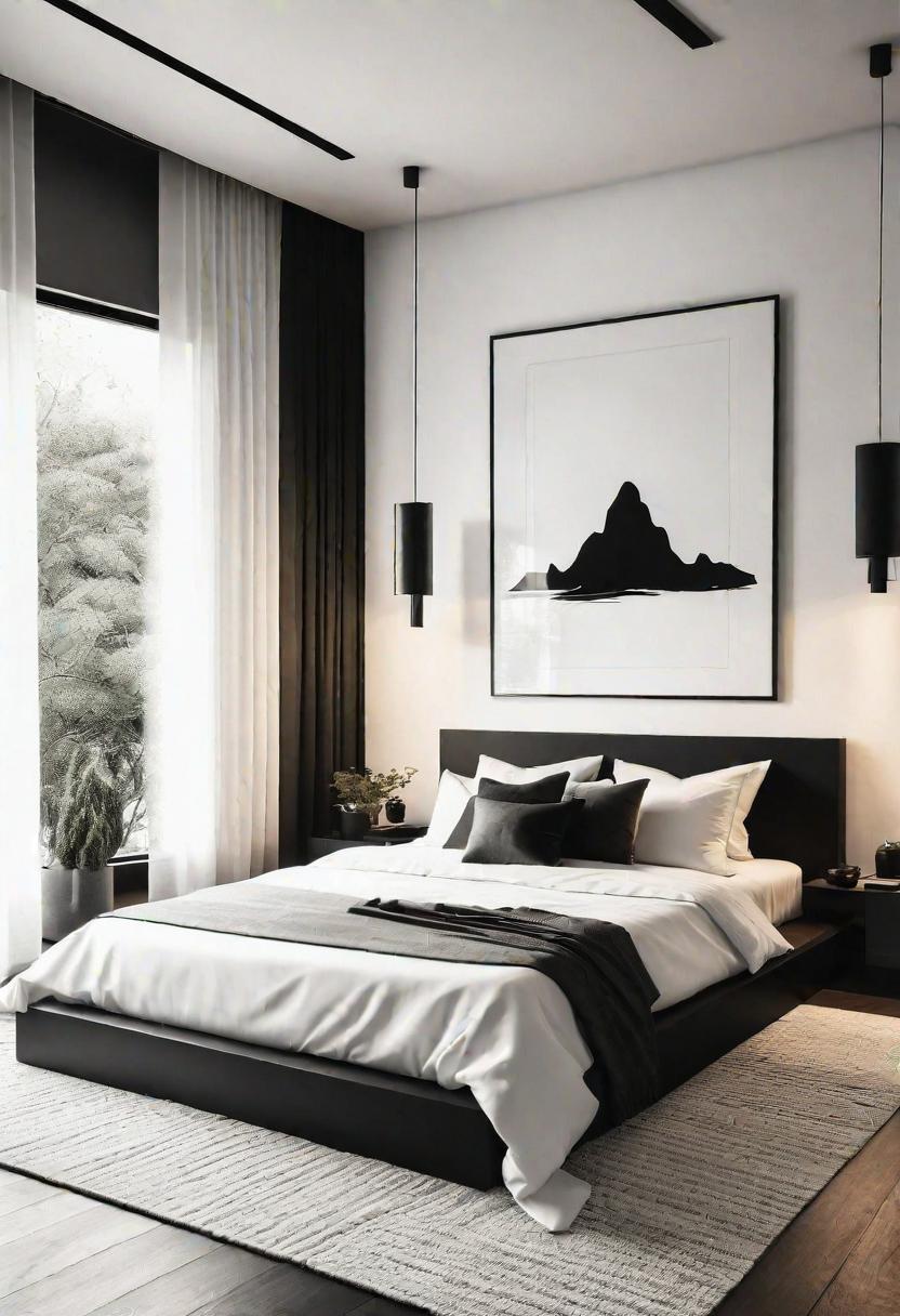 45 Black and White Bedroom Ideas for Timeless Elegance 23 21. Japanese Zen-inspired Bedroom Decor-0
