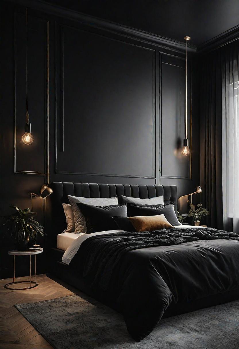 18 brave black bedroom ideas: hug elegance 4 2. Jet Black Accent Wall-0