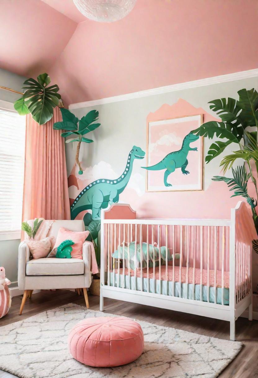 33 Enchanting Girl Nursery Ideas: Chic Decor for Her First Room 25 19. Jurassic Nursery Wonderland-0