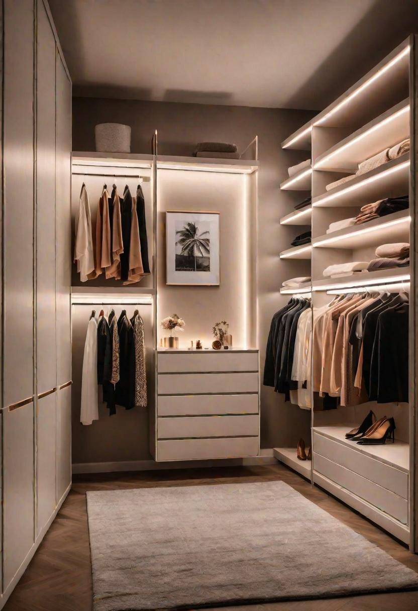 Glow Up Your Bedroom: 33 Chic and Cozy LED Aesthetic Ideas 15 13. LED Closet Rods-0