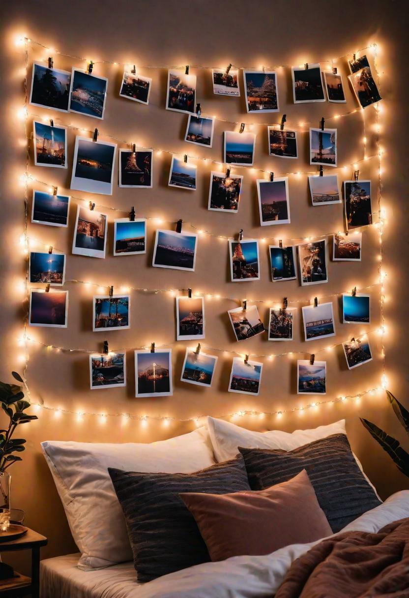Glow Up Your Bedroom: 33 Chic and Cozy LED Aesthetic Ideas 8 6. LED Photo Clip Wall Display-0