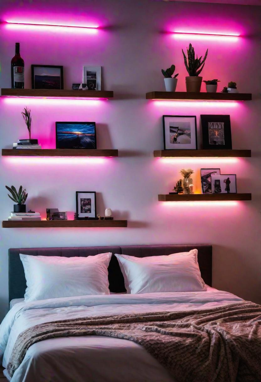 Glow Up Your Bedroom: 33 Chic and Cozy LED Aesthetic Ideas 25 23. LED Skateboard Shelf Display-0