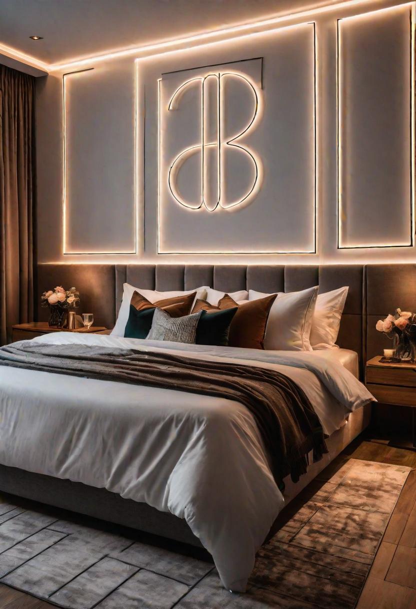 Glow Up Your Bedroom: 33 Chic and Cozy LED Aesthetic Ideas 32 29. LED Strip Monograms-0