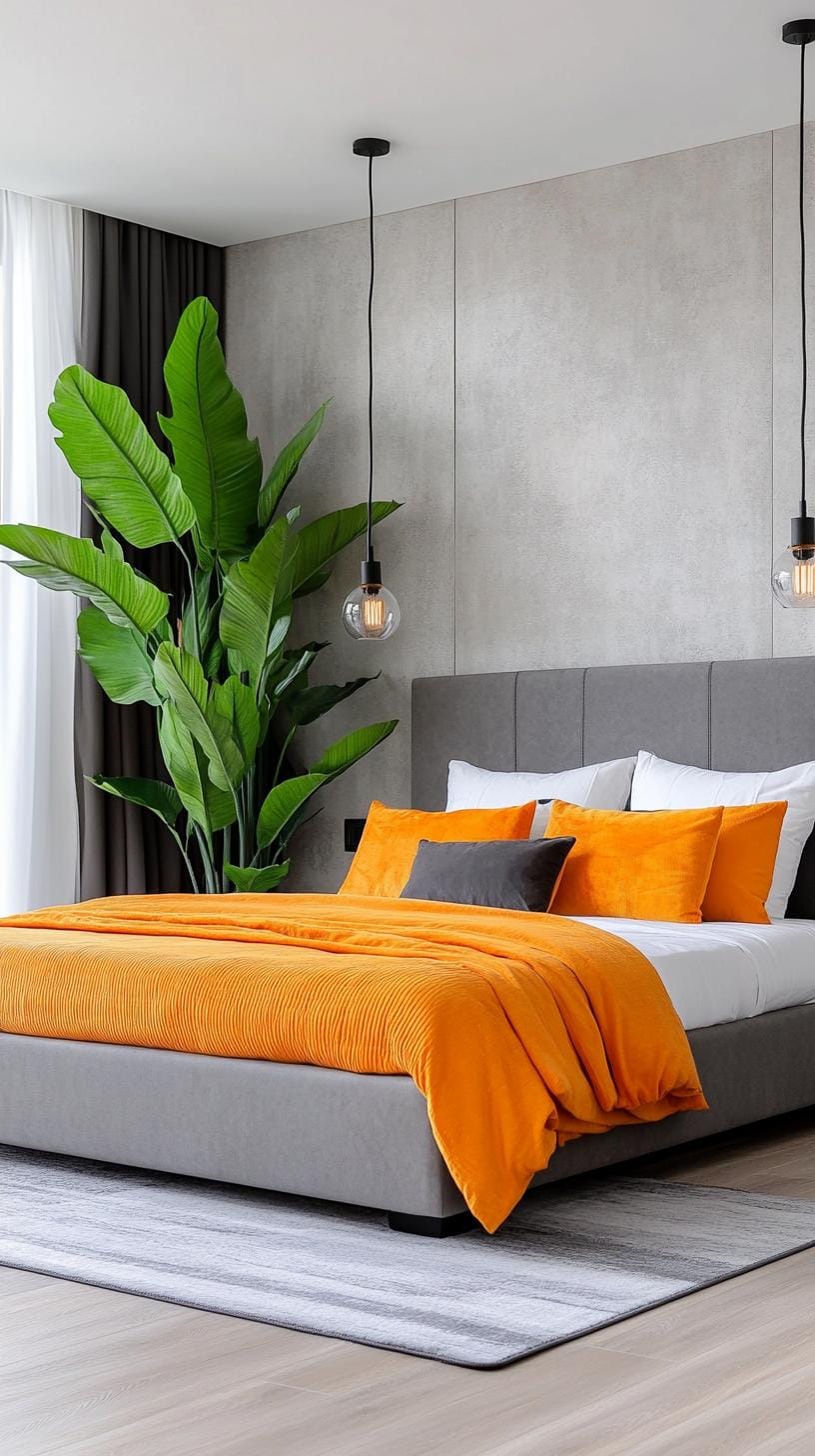 21 new bedroom ideas for your 2025 Refresh 42 14. Large leaf plants that give natural details near Bett-1