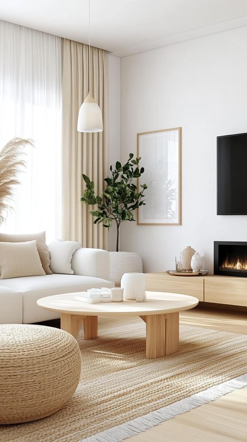 21 Cozy organic modern living room ideas for copying 39 39 13. Large windows with sheer linen curtains for natural light-1