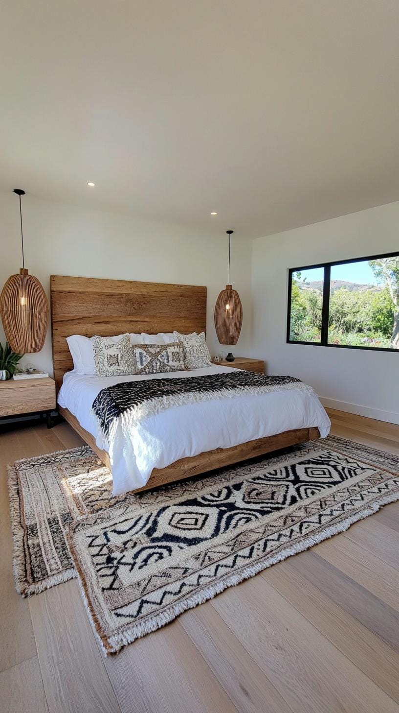 23 Modern Boho bedroom ideas that you will love immediately 17 5. Layered boho carpets with trunk samplers-1