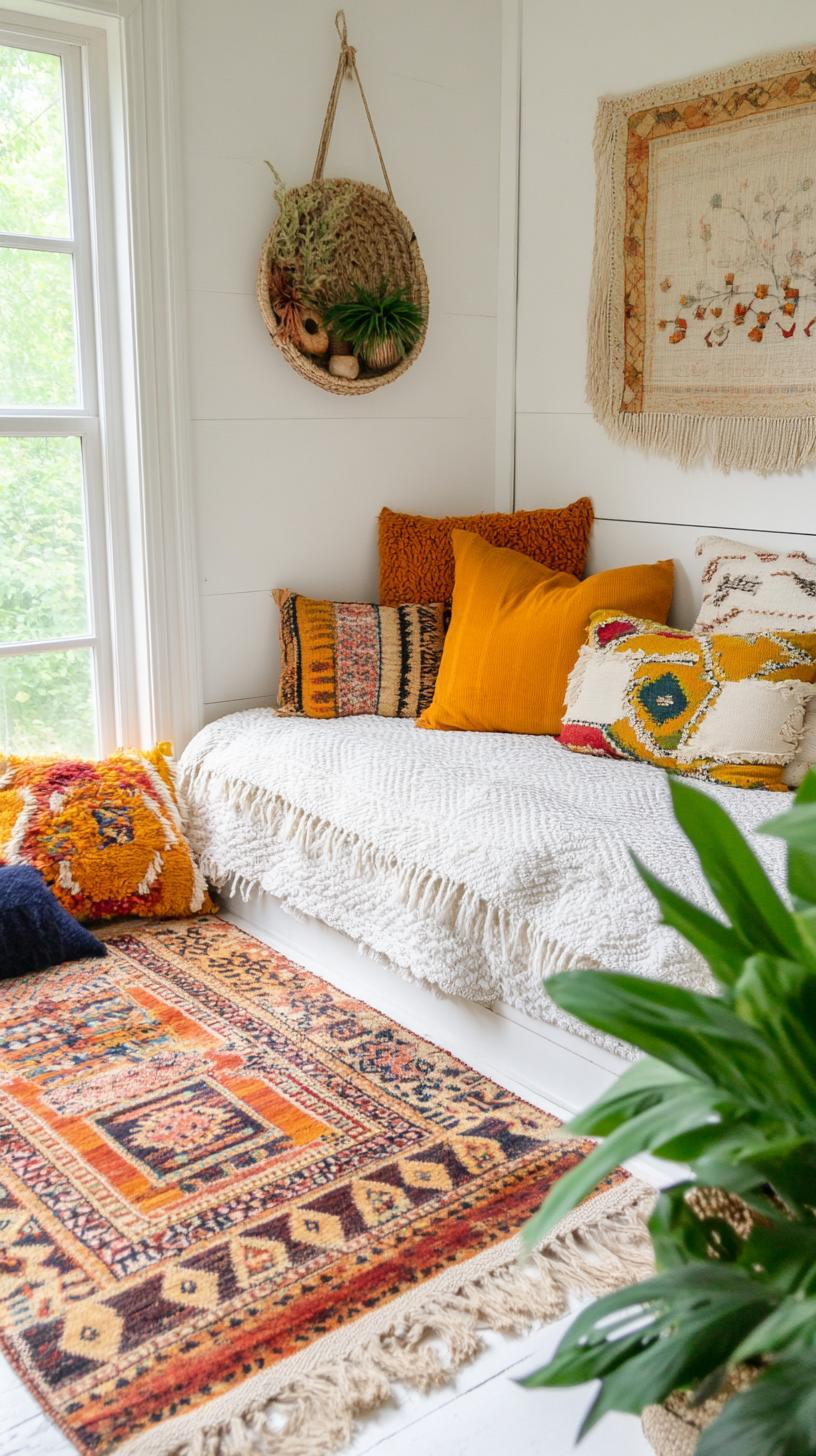 23 Modern Boho bedroom ideas that you love immediately 18 5. Layered boho carpets with trunk samplers-2