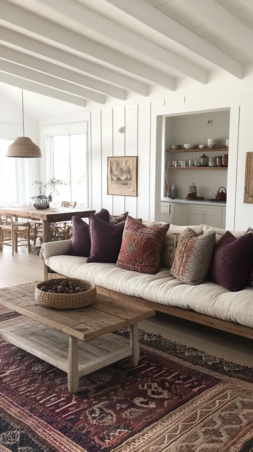 19 Cosy Moody farmhouse living room ideas, the wow 56 18. Layered Moody Farmhouse carpet styling-0