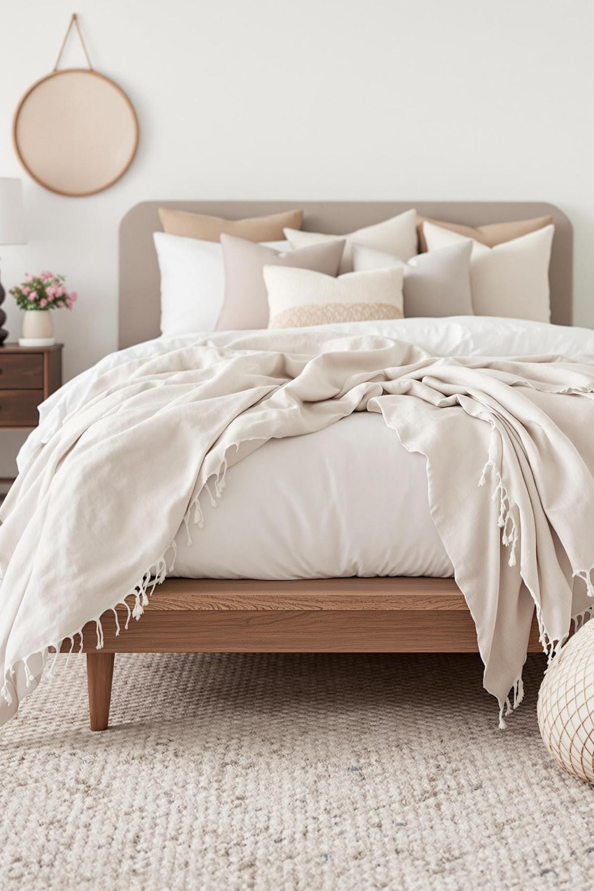 23 Modern Boho bedroom ideas that you will love immediately 3 1 .. layer neutral tones with wooden platform beds 0