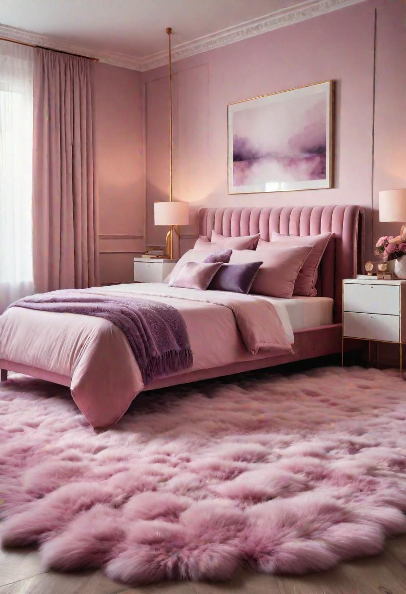 63 Luxurious Pink Bedrooms to Warm Up Your Space 8 6. Layered Rugs: Pink & Lavender-0