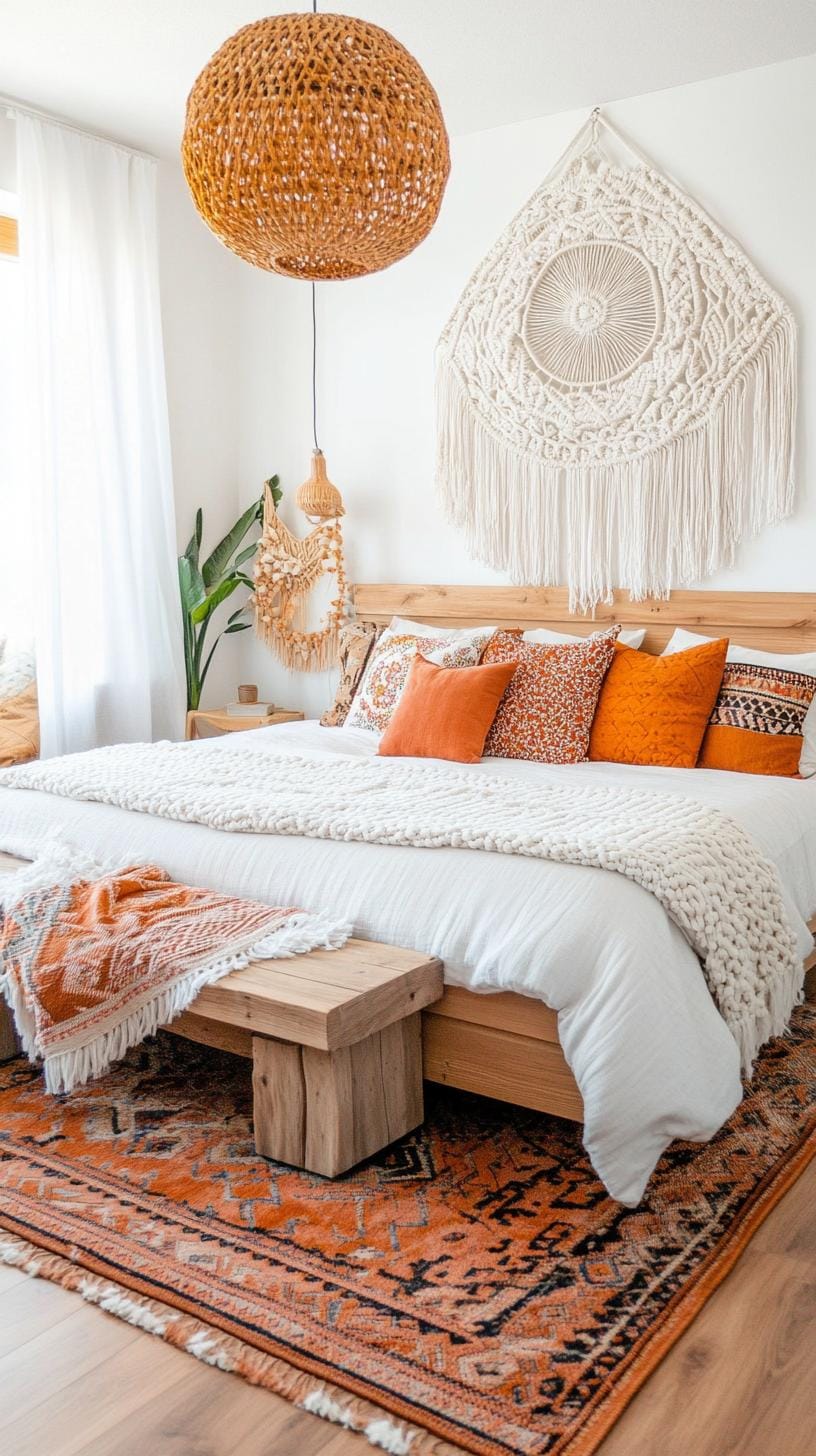20 beautiful Boho bedroom for teenagers: ideas for 2025 3 1. Layer structure: combine macramé walls with woven carpets and a mixture of patterned pillows for a cozy boho-vibe-0