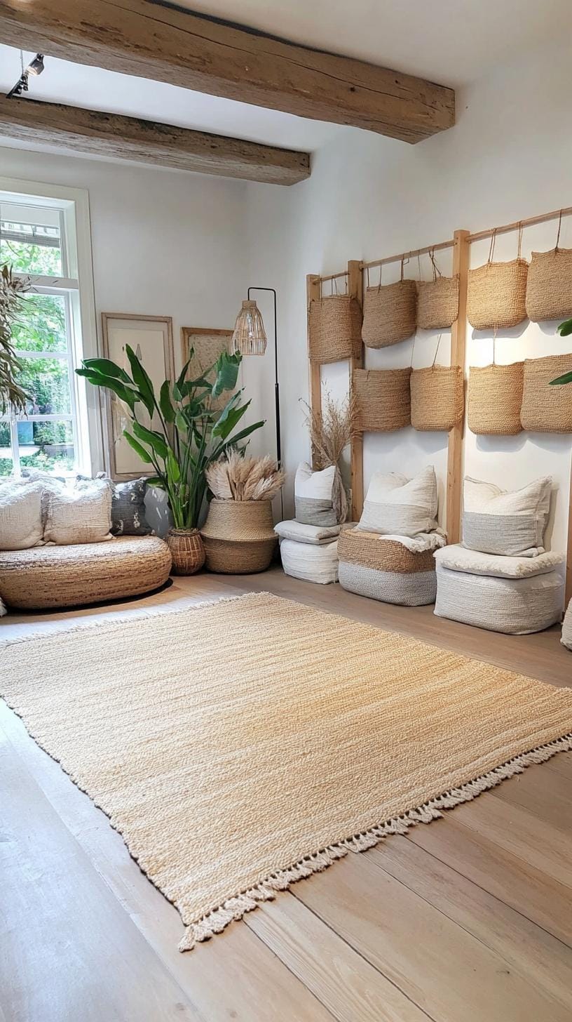 21 Cozy organic ideas for modern living room to copy 9 3. Layered carpets in jute and wool for warmth and texture-0