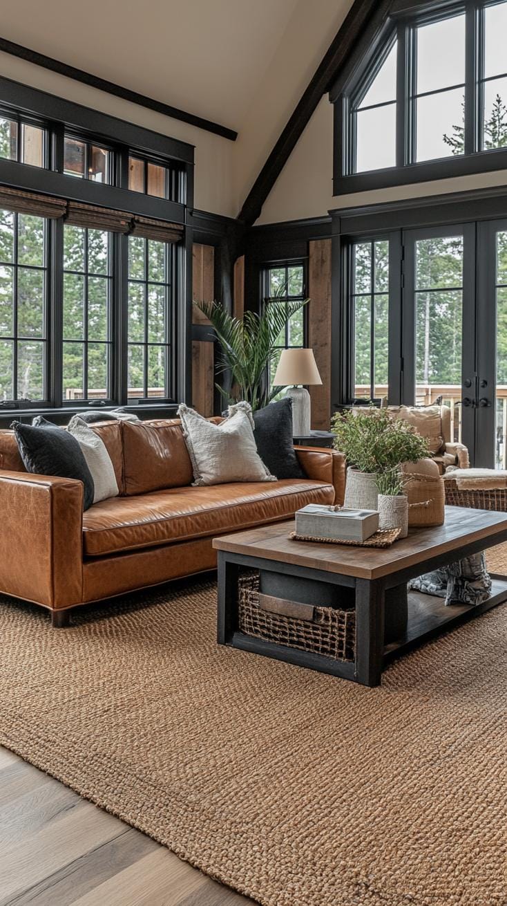 21 Cozy organic modern living room ideas for copying 10 3 .. layered carpets in jute and wool for warmth and texture-1