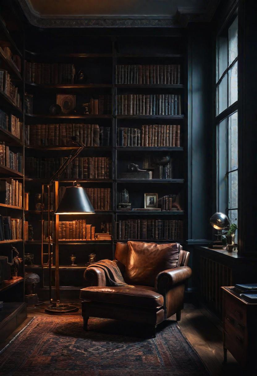 29 Moody Wohnzimmer Ideen: Erstellen Sie eine bezaubernde Atmosphäre 17 15. Lederbibliothek Ecke Ästhetik-0